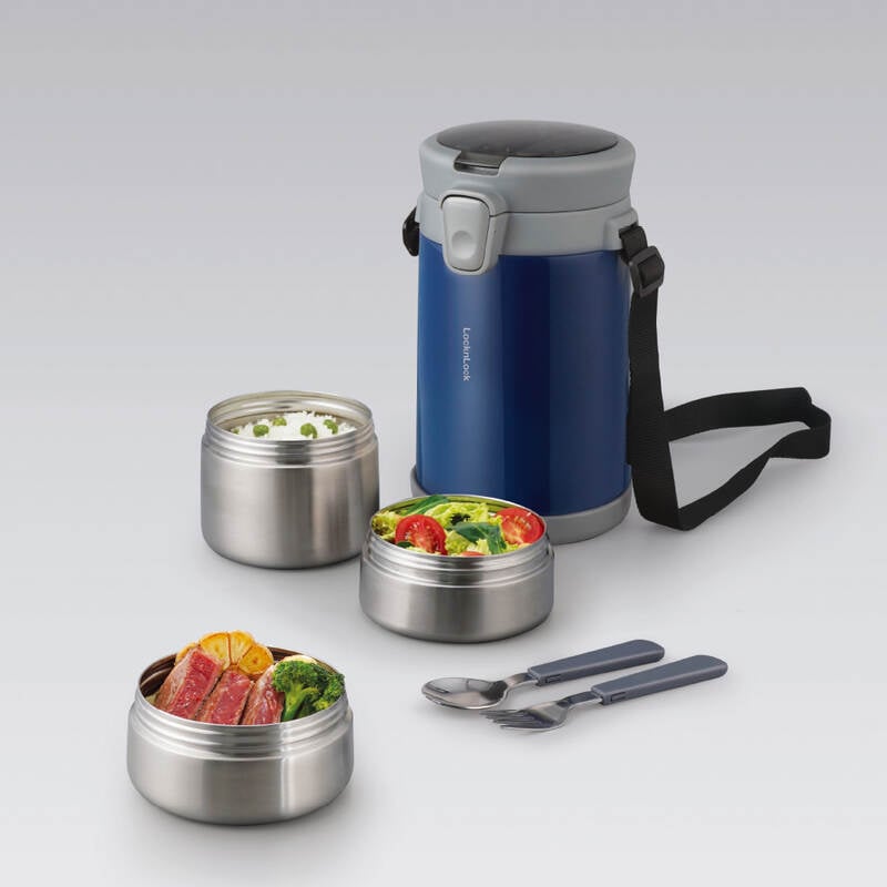 [Áp voucher 8%] Bộ Hộp Cơm Giữ Nhiệt LocknLock Easy Carry 2.0L, 720Ml*1, 420Ml*2, Bộ Muỗng Và Nĩa*1, Túi Đựng*1 - 2 Màu (Xanh, Trắng) - LHC8039 image number null